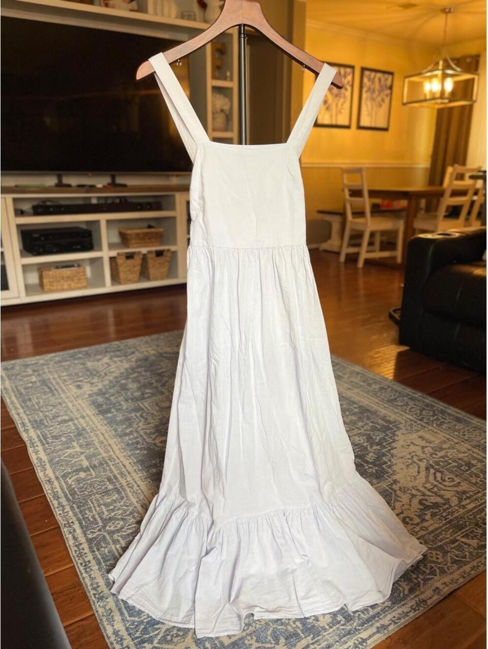 H&M Light Blue Maxi Dress | Size Small | Open Back | Flowy Boho Dress
